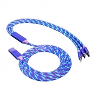 Fast Charging Glow Flowing Light 3 in 1 Usb Cable With Led Luminous