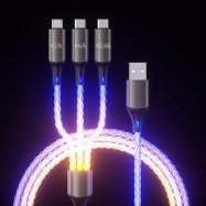 Glowing light 3in1 RGB USB Cable 3A Flowing Light up Charging Cable 1.2M