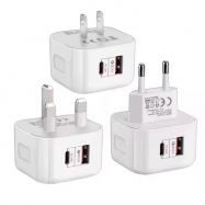 Universal US EU UK 20w USB Ports QC 3.0 Type c PD 20W Wall Charger 