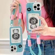 Ins Style Phone Case With Card Holder & Lanyard