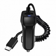 Car Charger With Spring Mini USB C-type Data Cable Cigarette Lighter USB Truck Car Phone Charger