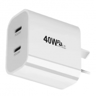 40W Fast Charging Dual Type C USB Adapter US/EU/UK Plug Quick Charger Wall Charger