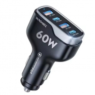 60W Car Charger DUAL PD Fast Charging Phone Charger Four USB Portable Adapter